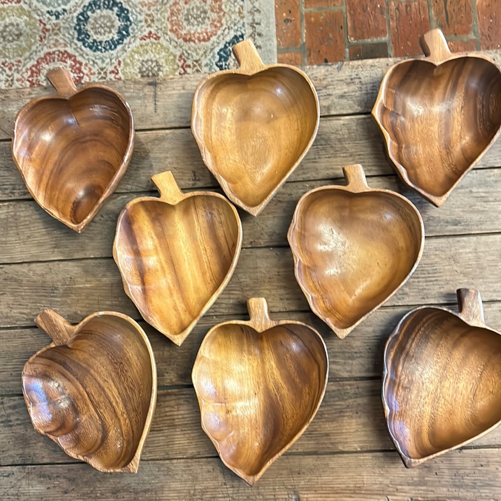 Vintage monkey pod bowl set (8 total)